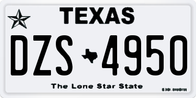 TX license plate DZS4950