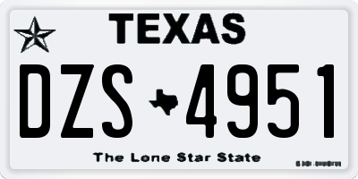 TX license plate DZS4951