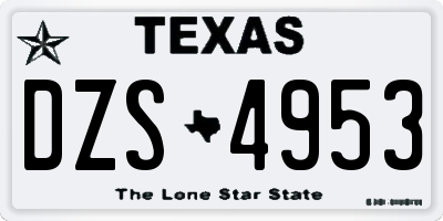 TX license plate DZS4953
