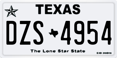 TX license plate DZS4954