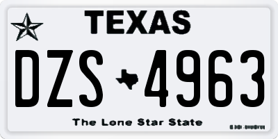 TX license plate DZS4963