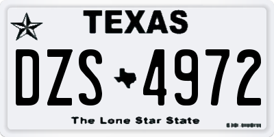 TX license plate DZS4972