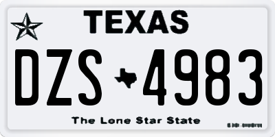 TX license plate DZS4983