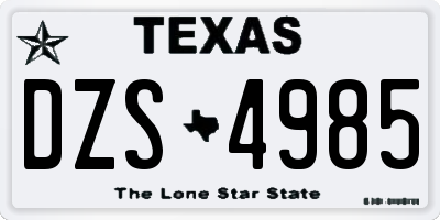 TX license plate DZS4985