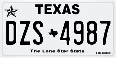 TX license plate DZS4987