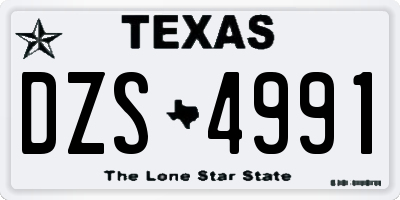 TX license plate DZS4991