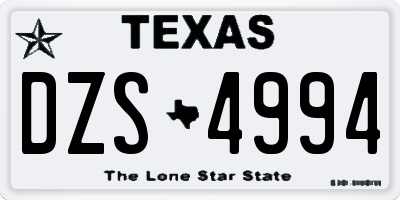 TX license plate DZS4994