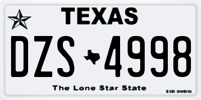 TX license plate DZS4998