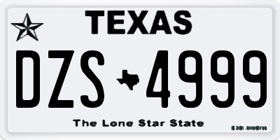 TX license plate DZS4999