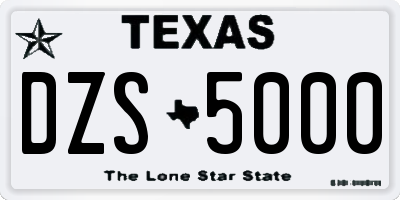 TX license plate DZS5000