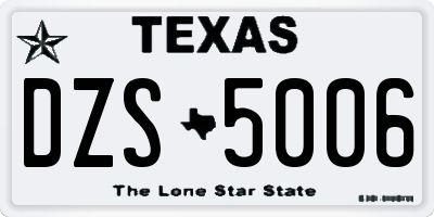 TX license plate DZS5006