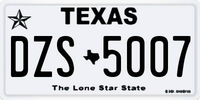 TX license plate DZS5007