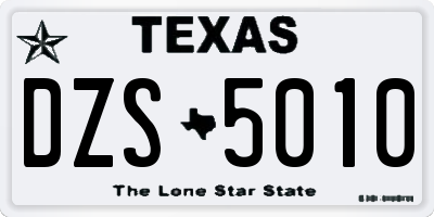 TX license plate DZS5010