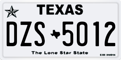 TX license plate DZS5012