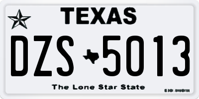 TX license plate DZS5013