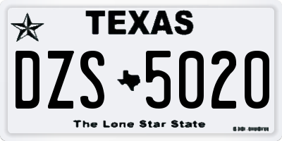 TX license plate DZS5020
