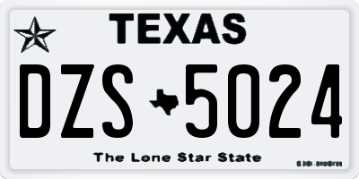 TX license plate DZS5024