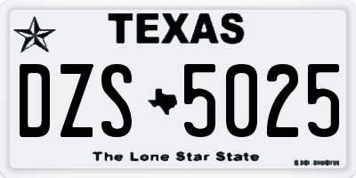 TX license plate DZS5025