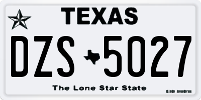 TX license plate DZS5027