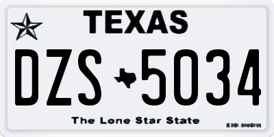 TX license plate DZS5034