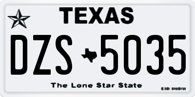 TX license plate DZS5035