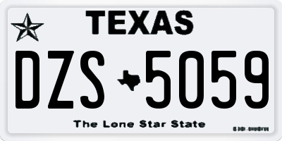 TX license plate DZS5059