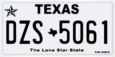 TX license plate DZS5061