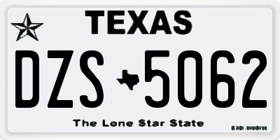 TX license plate DZS5062