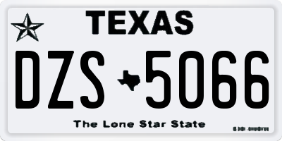 TX license plate DZS5066
