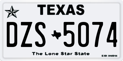 TX license plate DZS5074