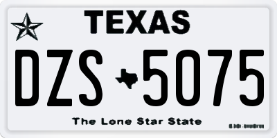 TX license plate DZS5075