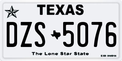 TX license plate DZS5076