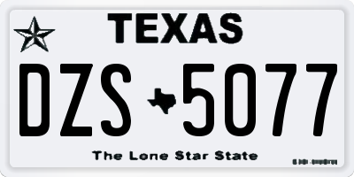 TX license plate DZS5077