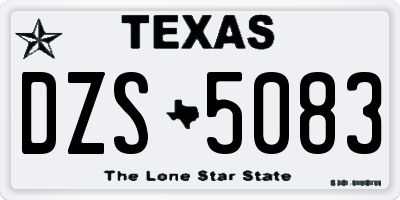 TX license plate DZS5083