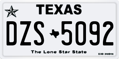 TX license plate DZS5092