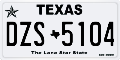TX license plate DZS5104