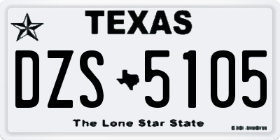 TX license plate DZS5105