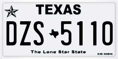 TX license plate DZS5110