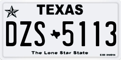 TX license plate DZS5113