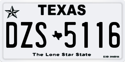 TX license plate DZS5116