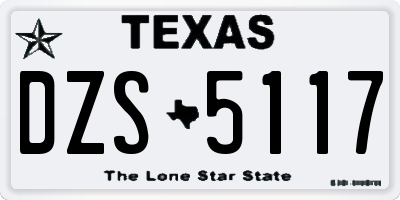 TX license plate DZS5117