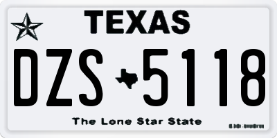 TX license plate DZS5118