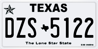 TX license plate DZS5122