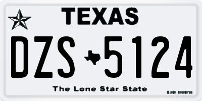 TX license plate DZS5124