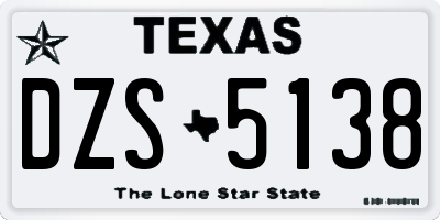 TX license plate DZS5138