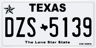TX license plate DZS5139