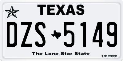 TX license plate DZS5149