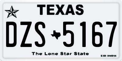 TX license plate DZS5167