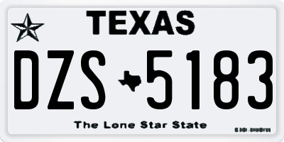 TX license plate DZS5183
