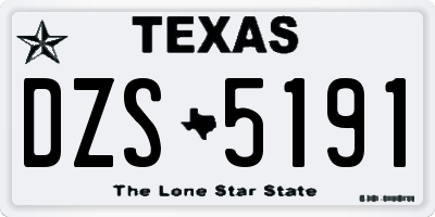 TX license plate DZS5191